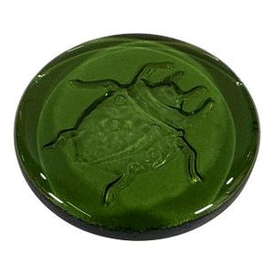 Vintage Bottle Green Glass Embossed Ladybug Beetle Paperweight