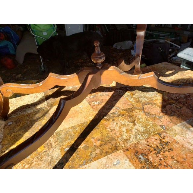 Mid 19th Century 1940's Traditional Style Carved Cherub Wood Table Removable Glass Tray For Sale - Image 5 of 11