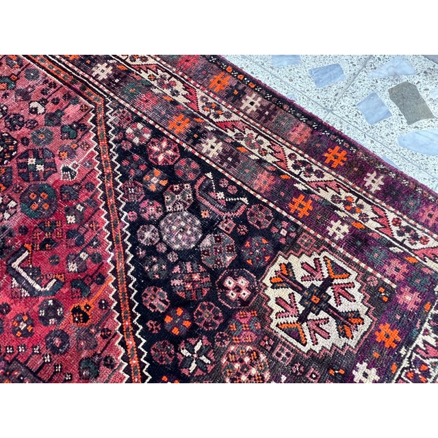 Red Qashqai Tribal Hand-Knotted Wool Rug - 6'6" X 8'1" For Sale - Image 12 of 15