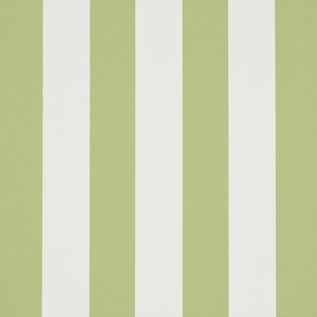 SAMPLE - Schumacher Emma Stripe Wallpaper In Leaf For Sale