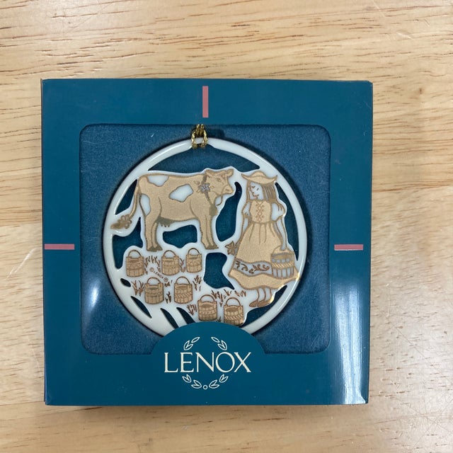 White Vintage Lenox 12 Days of Christmas Ornament Set (First Day - Partridge in a Pear Tree - Missing) For Sale - Image 8 of 12