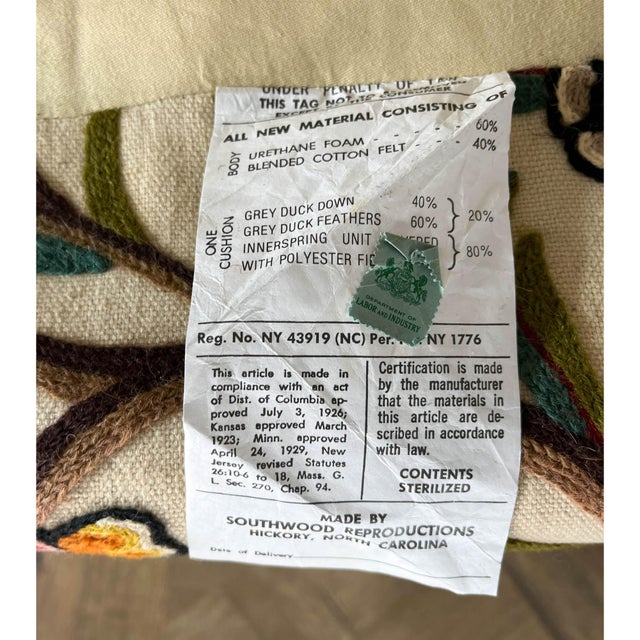 White 1990s Southwood Crewel Wingback Chair For Sale - Image 8 of 11