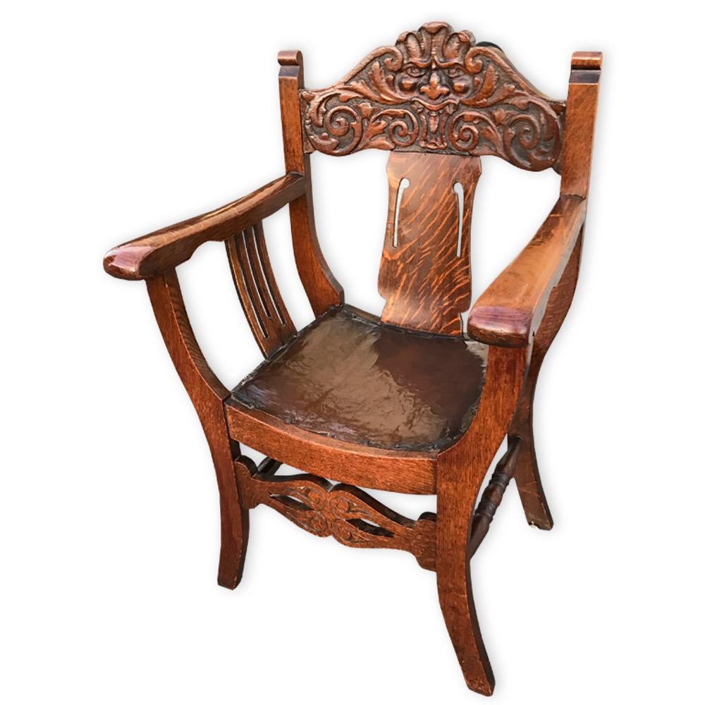 Antique Stomps Burkhardt North Wind Tiger Oak Chair Chairish