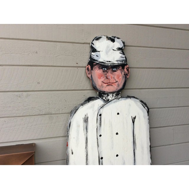Found in the South of France, this life size wood hand painted chef was once used at a bistro in Provence. Painted on both...