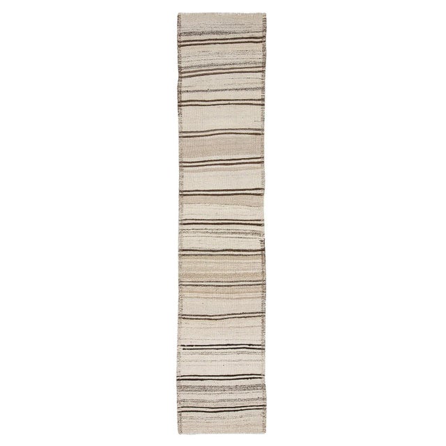 Textile Vintage Natural Striped Kilim Runner For Sale - Image 7 of 7