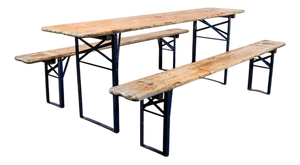 Vintage German Folding Beer Table Set, Set of 3