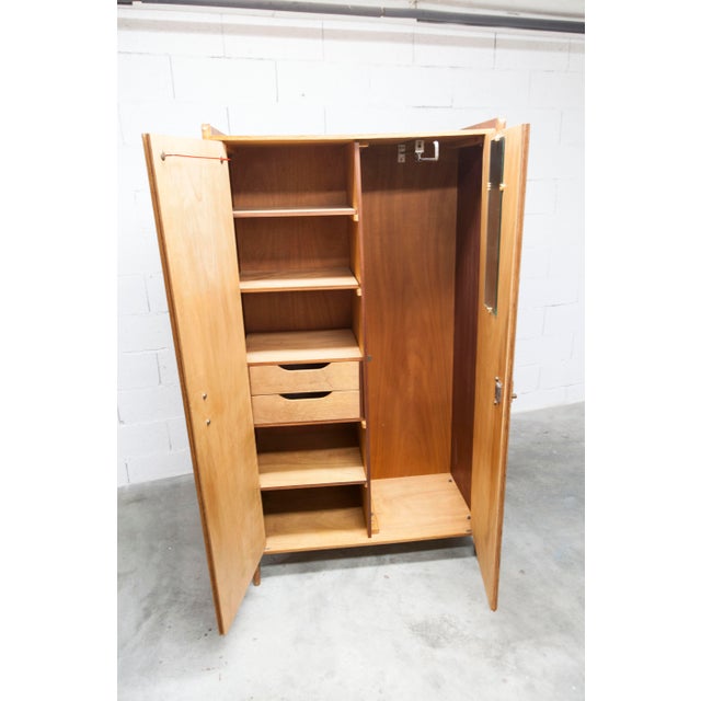 Mid-Century Modern Oak Veneer Wardrobe with Doors and Drawers, 1950s For Sale - Image 11 of 18