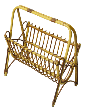 Italian Bamboo & Rattan Magazine Rack, 1960s