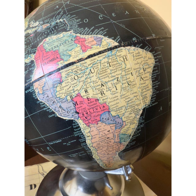 Replogle Globes Rare Black Seas Replogle 12" Precision Globe Circa Late 1940s For Sale - Image 4 of 13