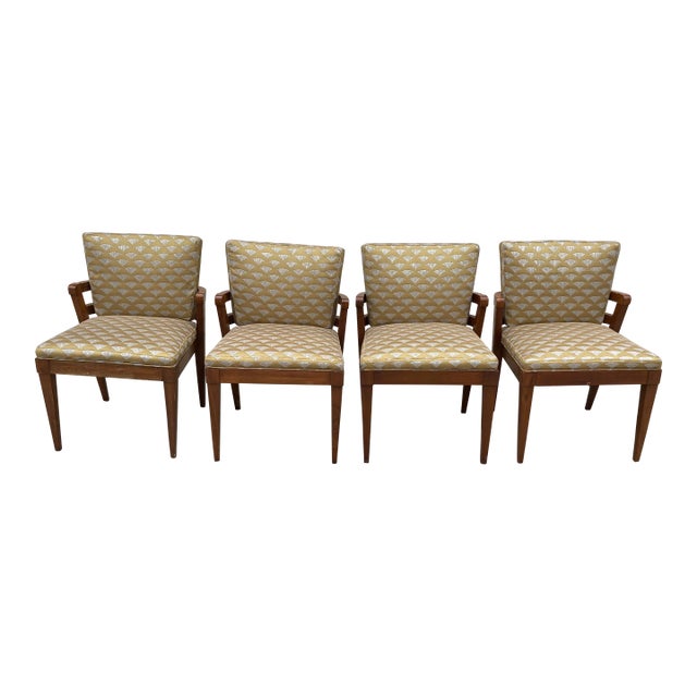 1960s Set of 4 Mid-Century in Custom Silk Fabric For Sale