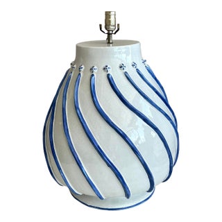 Vintage Boho Glazed Ceramic Lamp For Sale