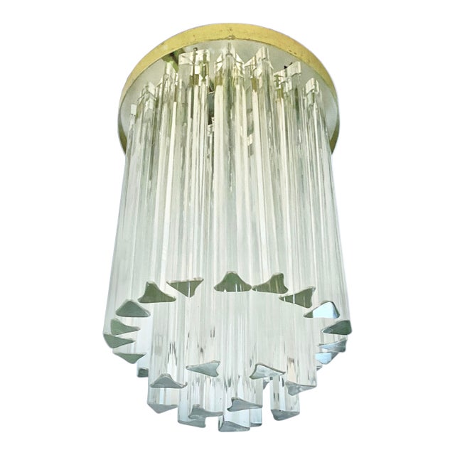 Round Murano Camer Glass Vintage Chandelier For Sale