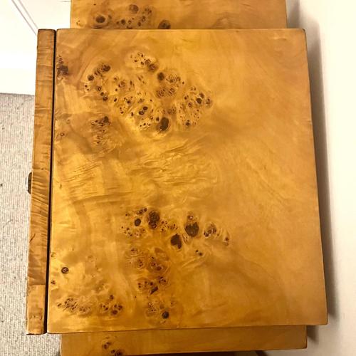 Art Deco Style Burr Walnut Bedside Tables with Drawers, Set of 2 For Sale - Image 5 of 11