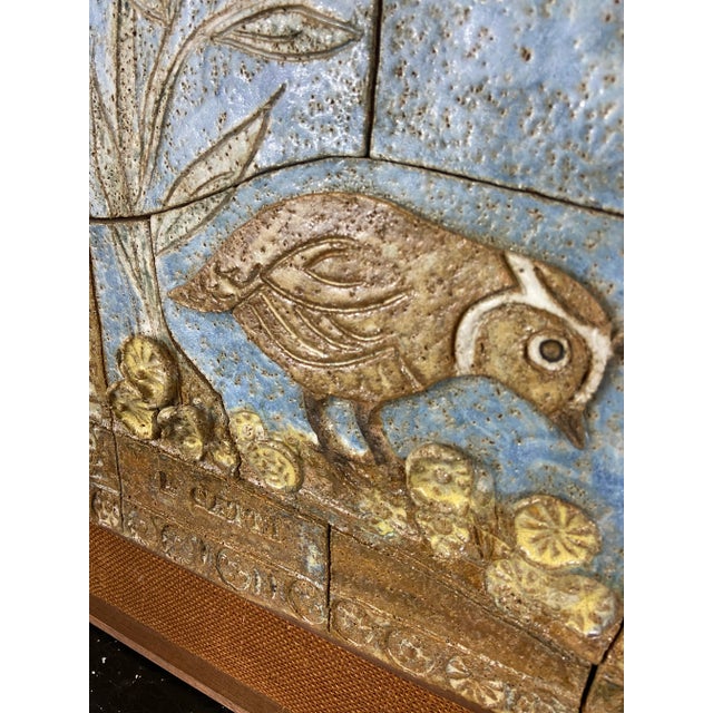 Sculptural Pottery Tile Scene, Framed For Sale - Image 4 of 9