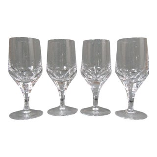 Vintage Josair Napoleon Cut Crystal Wine Glasses, Set of 4, 5 7/8 In For Sale