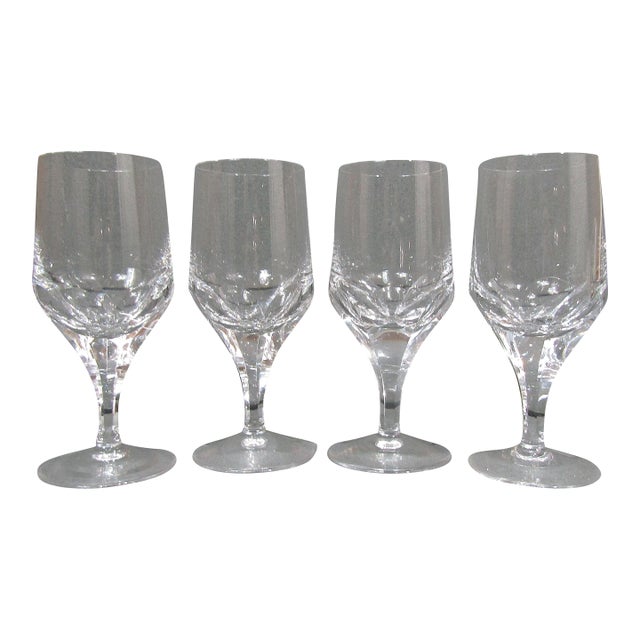 Vintage Josair Napoleon Cut Crystal Wine Glasses, Set of 4, 5 7/8 In For Sale