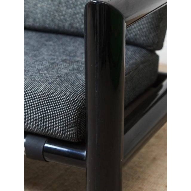 Wood Vintage 1970s Black Lacquered Sofa For Sale - Image 7 of 12