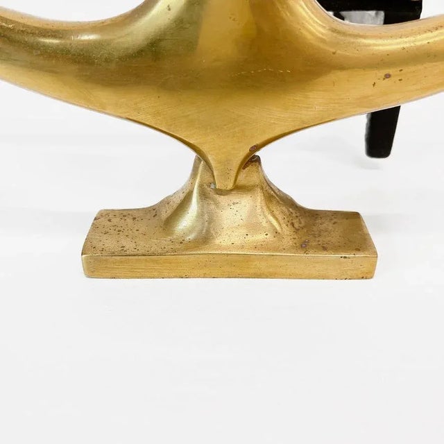 Metal Pair of Vintage Brass Boat Anchor Andirons, Circa 1940s For Sale - Image 7 of 10