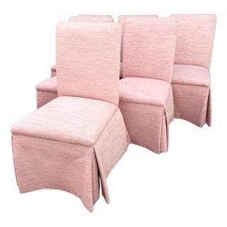 Postmodern Pink Skirted Parsons Dining Chairs - Set of 6 For Sale