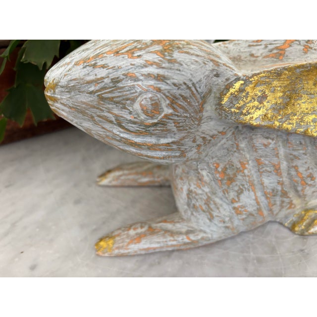 Shabby Chic 1990s Folk Art Carved Wooden Rabbit Figure For Sale - Image 3 of 10