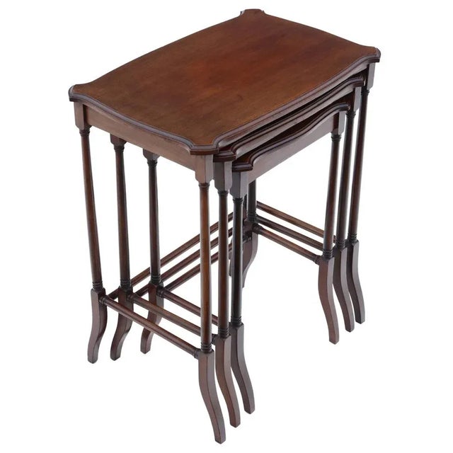 Antique Edwardian Mahogany Nesting Tables, 1910s, Set of 3 For Sale - Image 3 of 5