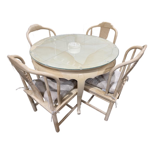 Henredon Goatskin Lacquer Wood Dining Set For Sale