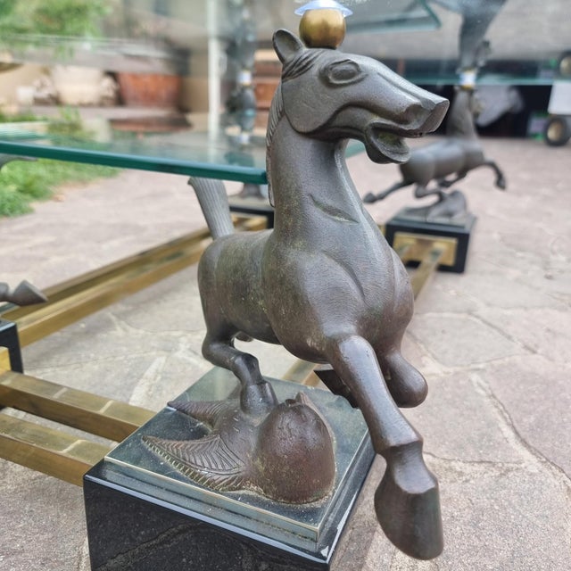 Table with Bronze Horses from Maison Charles, 1970s For Sale - Image 10 of 13