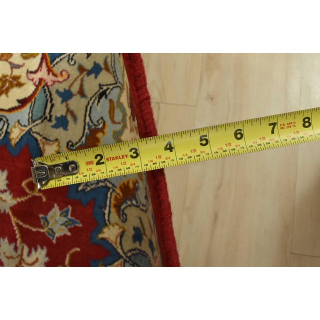 Kashan Rug 7’1” X 10’10” Red Wool Vintage Traditional Hand-Knotted Carpet For Sale - Image 12 of 14