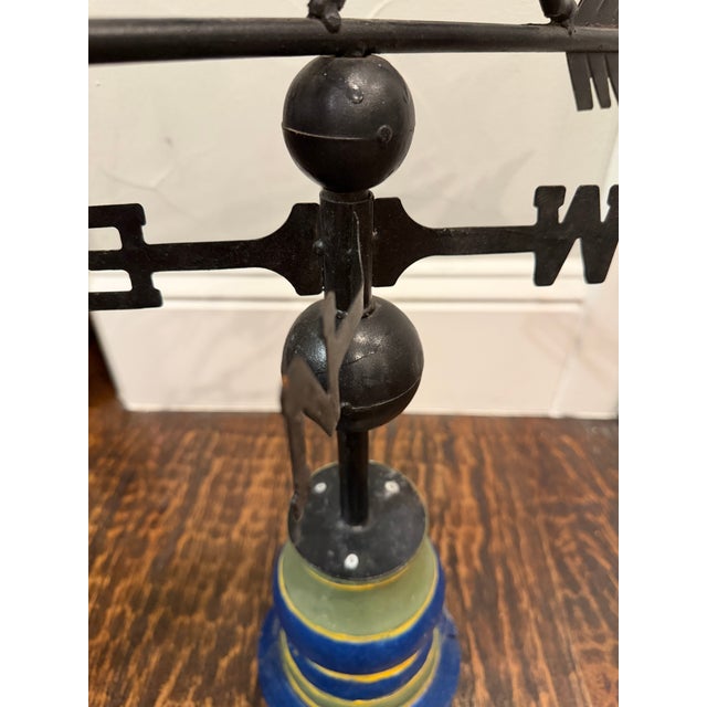 Vintage Full-Bodied Running Horse Weathervane on Painted Wood Display Base For Sale - Image 18 of 18
