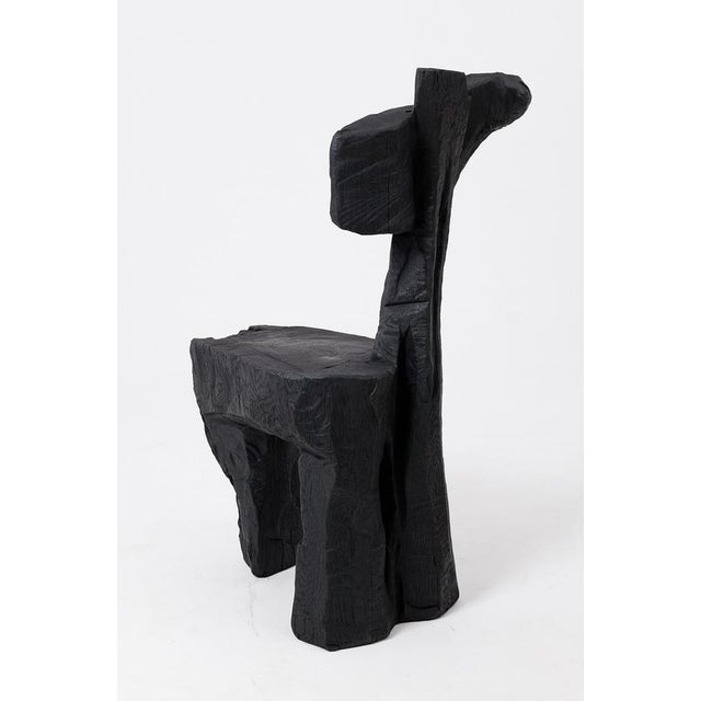 Brutalist Sculptural Stool in Carved Wood by Logniture For Sale - Image 6 of 12