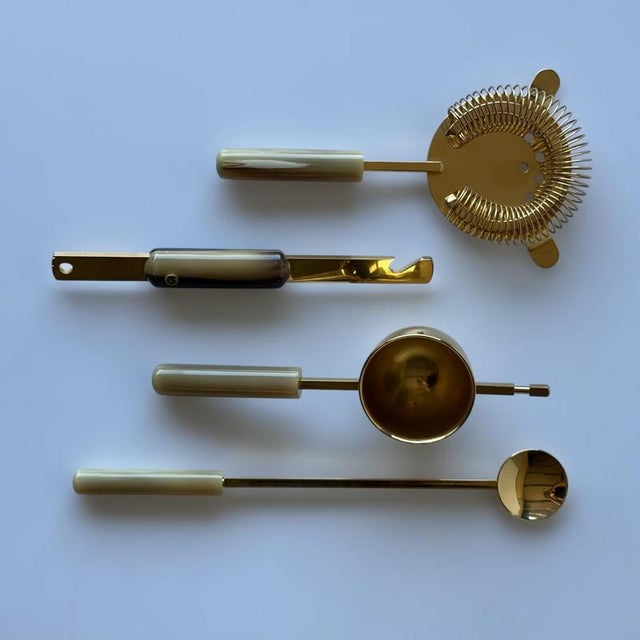 Guzzini Vintage 24-Karat Gold-Plated Cocktail Set from Guzzini, Italy, 1970s, Set of 4 For Sale - Image 4 of 11