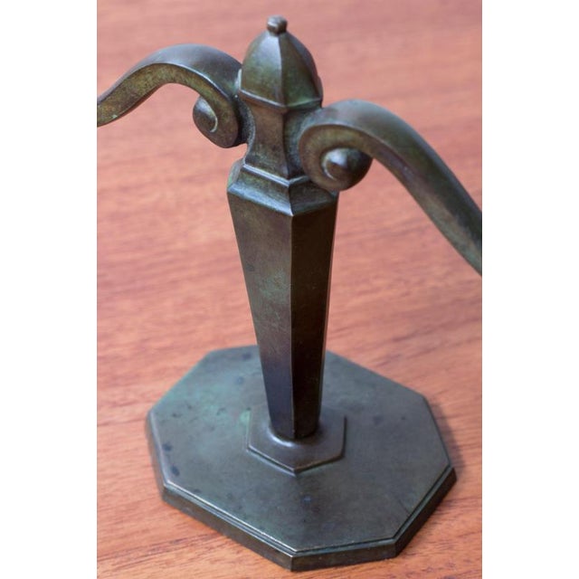 Metal Bronze Candelabras from GAB, 1930s, Set of 2 For Sale - Image 7 of 10