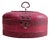 Vintage Chinese-Style Hand-Painted Red Lacquer Box With Iron Hardware and Swing Handle For Sale