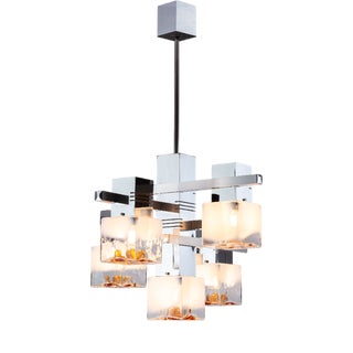 Cubic Chandelier attributed to Gaetano Sciolari for AV Mazzega, Italy, 1970s For Sale
