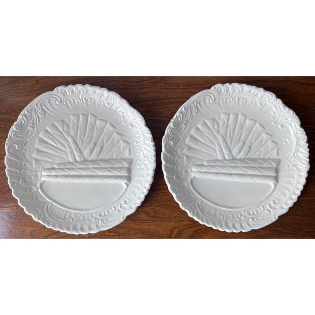1960s Vintage Creamware Italian Asparagus Plates-Ed Langbien-Set 9 For Sale - Image 5 of 9
