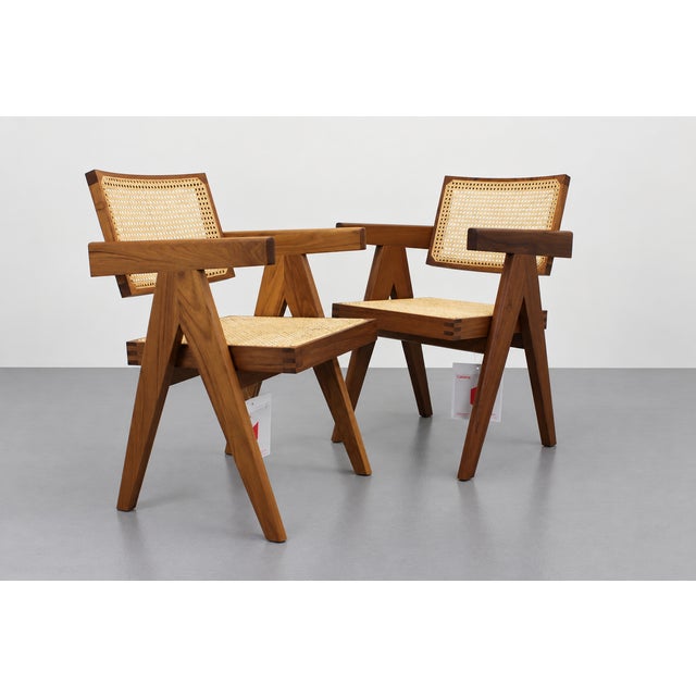 Brown 051 Capitol Complex Armchairs by Pierre Jeanneret for Cassina, 2010s, Set of 2 For Sale - Image 8 of 8