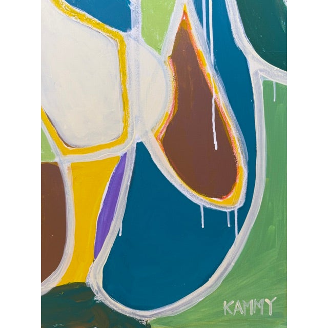 Abstract Expressionist Oil Painting – Green & Ochre For Sale - Image 4 of 8
