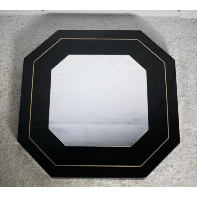 Black Lacquered Wood & Brass Edging Octagonal , 1970s For Sale - Image 11 of 12