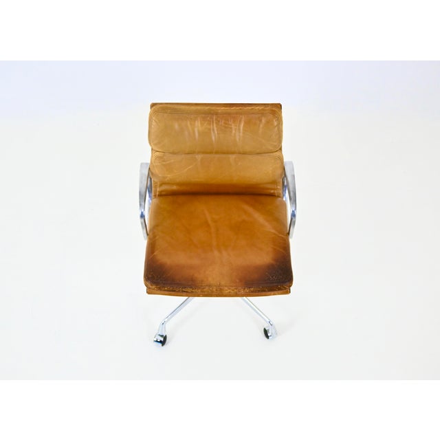 Tan Leather Soft Pad Chair by Charles and Ray Eames for Herman Miller, 1970s For Sale - Image 8 of 11