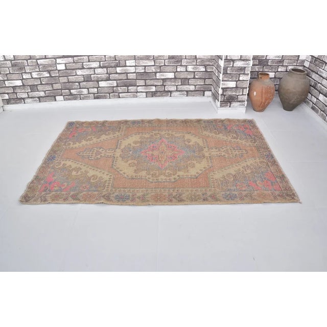 Handmade wool carpet in Turkish Anatolia , Vintage Oushak Rug,Turkish Vintage Anatolian Rug, Handmade wool Rug . One Of...
