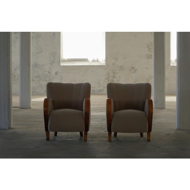 Danish Modern Art Deco Lounge Chairs in Mohair and Elm, 1940s, Set of 2 For Sale - Image 13 of 18