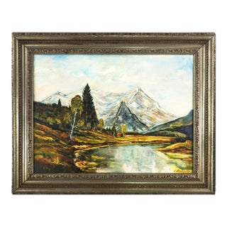 Vintage Bavarian Lake Landscape in European Style For Sale