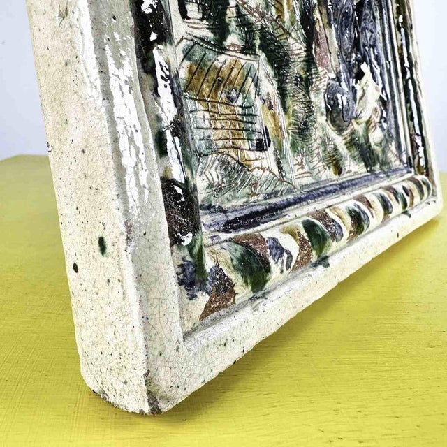 Black Votive Tile Picture in Glazed Terracotta For Sale - Image 8 of 9