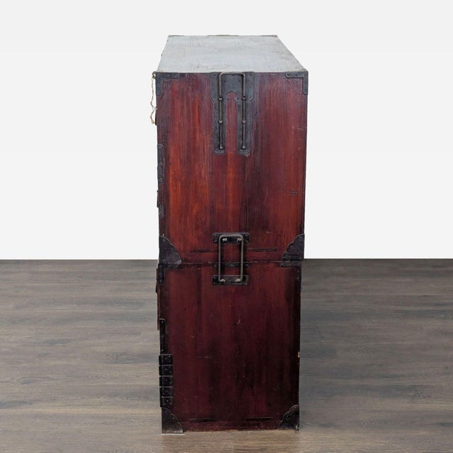 Japanese Nihonmatsu/Tansu Chest – Wooden Dresser With Iron Hardware For Sale - Image 4 of 17