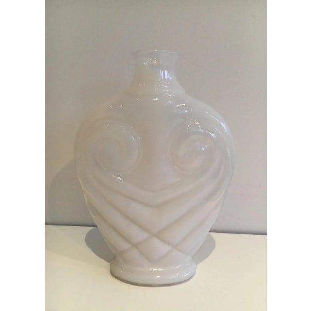 Circa 1970 French White Opalin Glass Owl Vase For Sale - Image 6 of 7