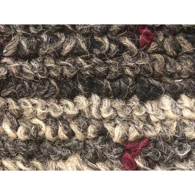 20th Century Italian Grey & Red Square Rug from Sardinia, 1960s For Sale - Image 13 of 16