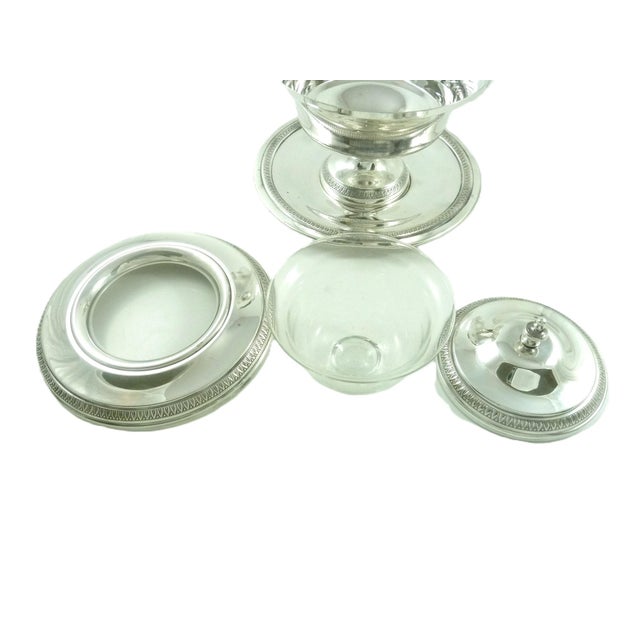 Mid 20th Century French Silver Plate Caviar Server | Glass Liner | 5 Piece Set For Sale - Image 4 of 10