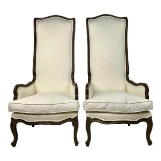 Vintage French Style High Back Throne Chairs - a Pair For Sale