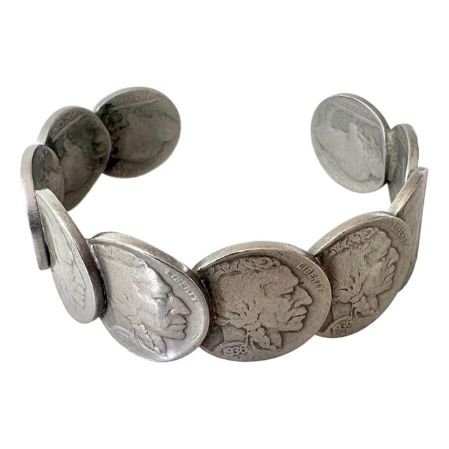 Vintage Buffalo Nickel Coin Cuff Bracelet For Sale