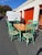 Farmhouse Farmhouse Two-Tone Dining Table With 6 Mint Green Windsor Chairs For Sale - Image 3 of 12